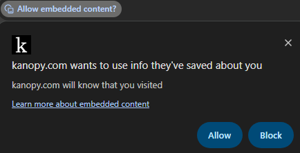 'Allow cookies and site data' prompt from Chrome