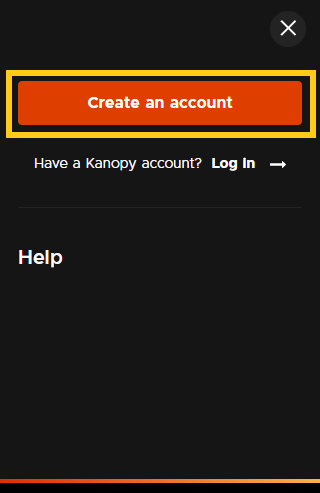 account menu with 'create an account' highlighted