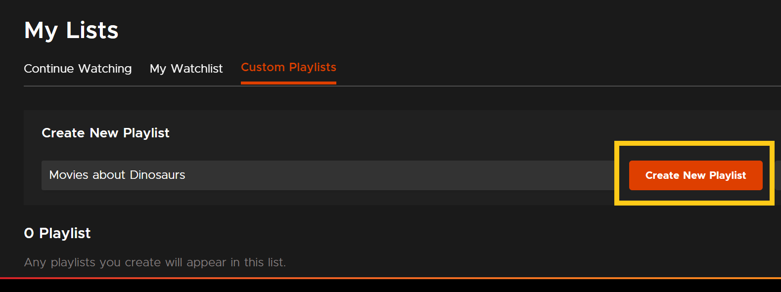 create new playlist button