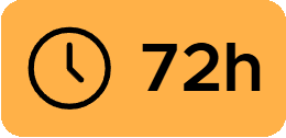 "time remaining" badge with a clock icon and "72h" on it.